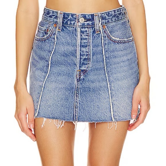 NWT Levi’s Recrafted premium denim icon skirt mid rise button fly womens size 26 - Picture 3 of 15